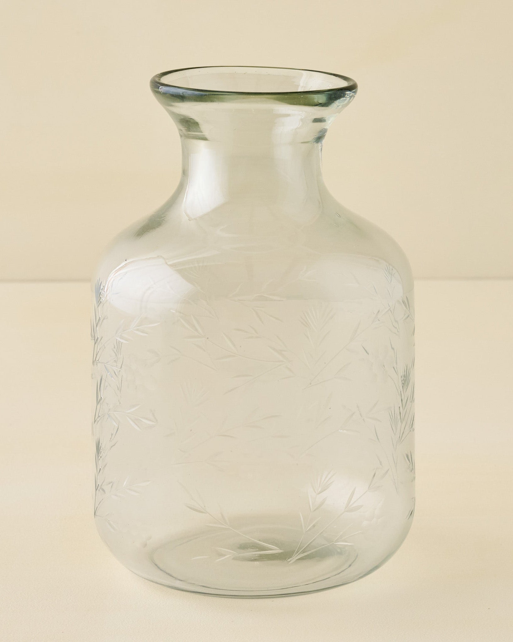 Mela Floral Etched Glass Vase