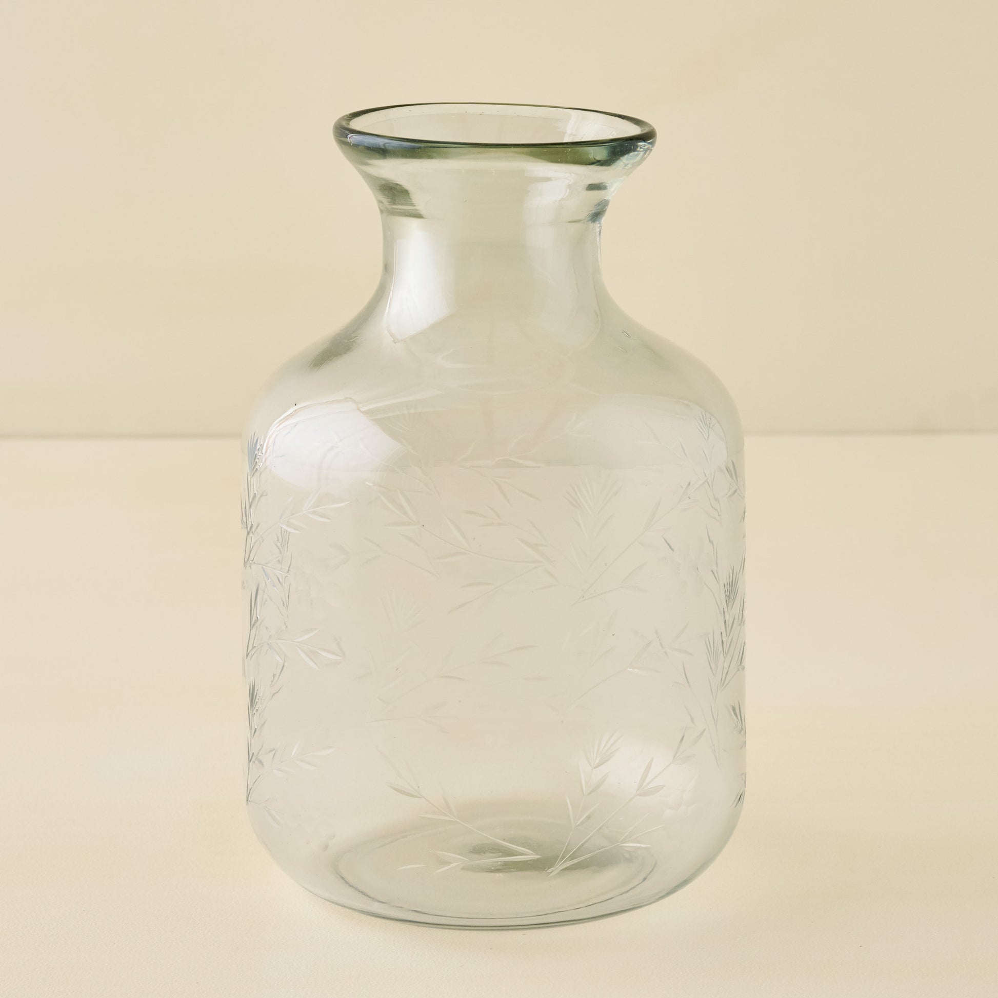 Mela Floral Etched Glass Vase