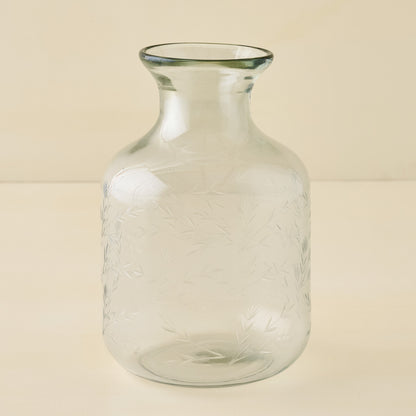 Mela Floral Etched Glass Vase