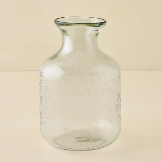 Mela Floral Etched Glass Vase