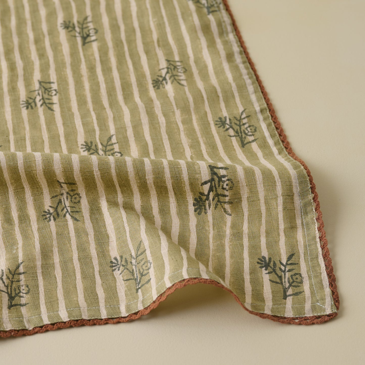 Lola Stripe Floral Napkin close up view