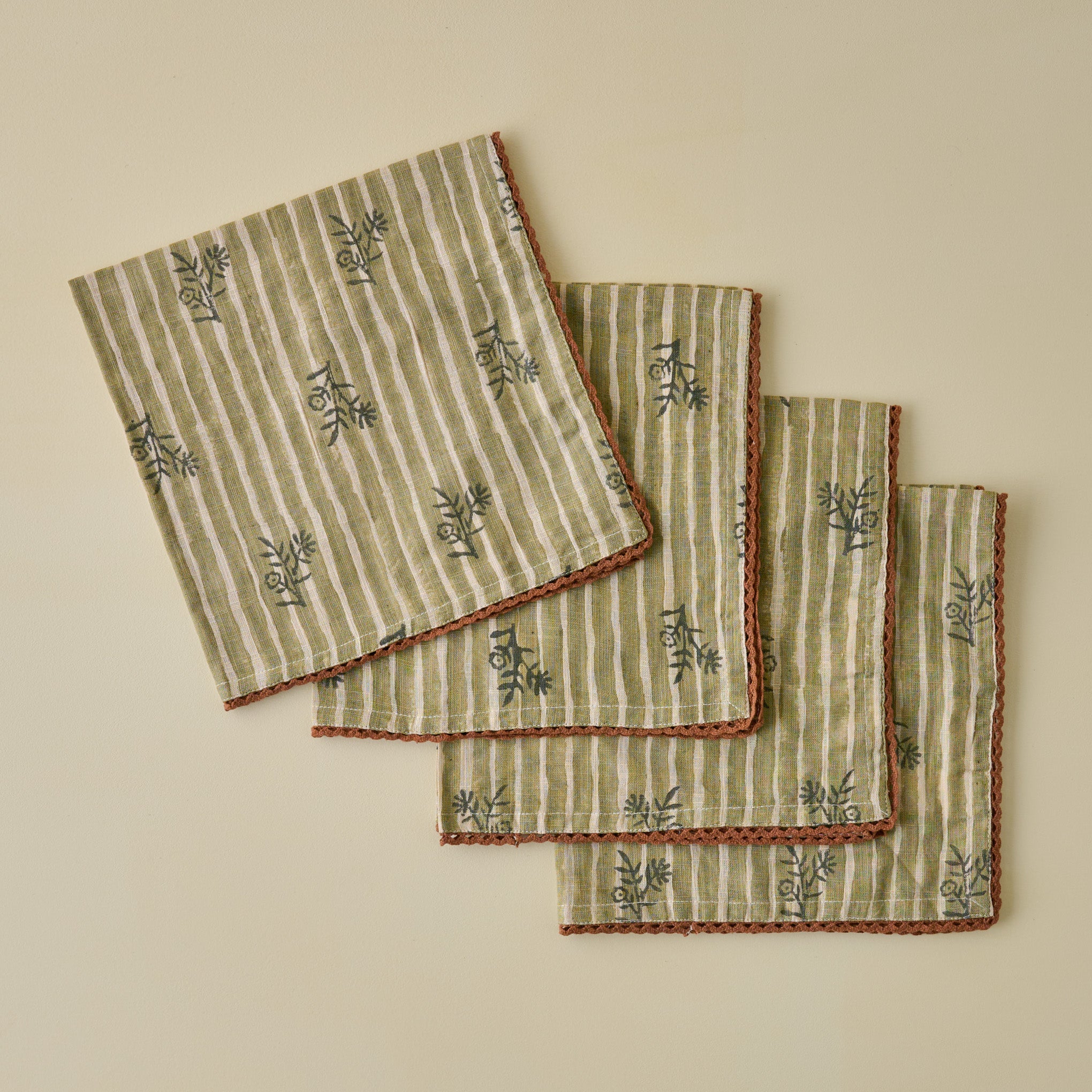 Lola Stripe Floral Napkin Set of Four
