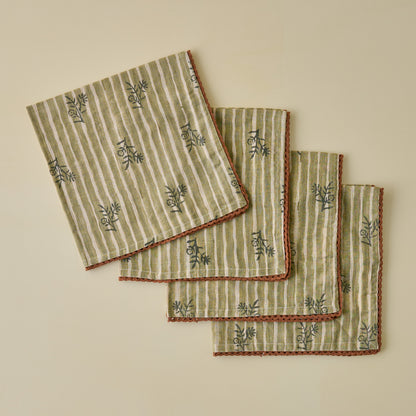 Lola Stripe Floral Napkin Set of Four