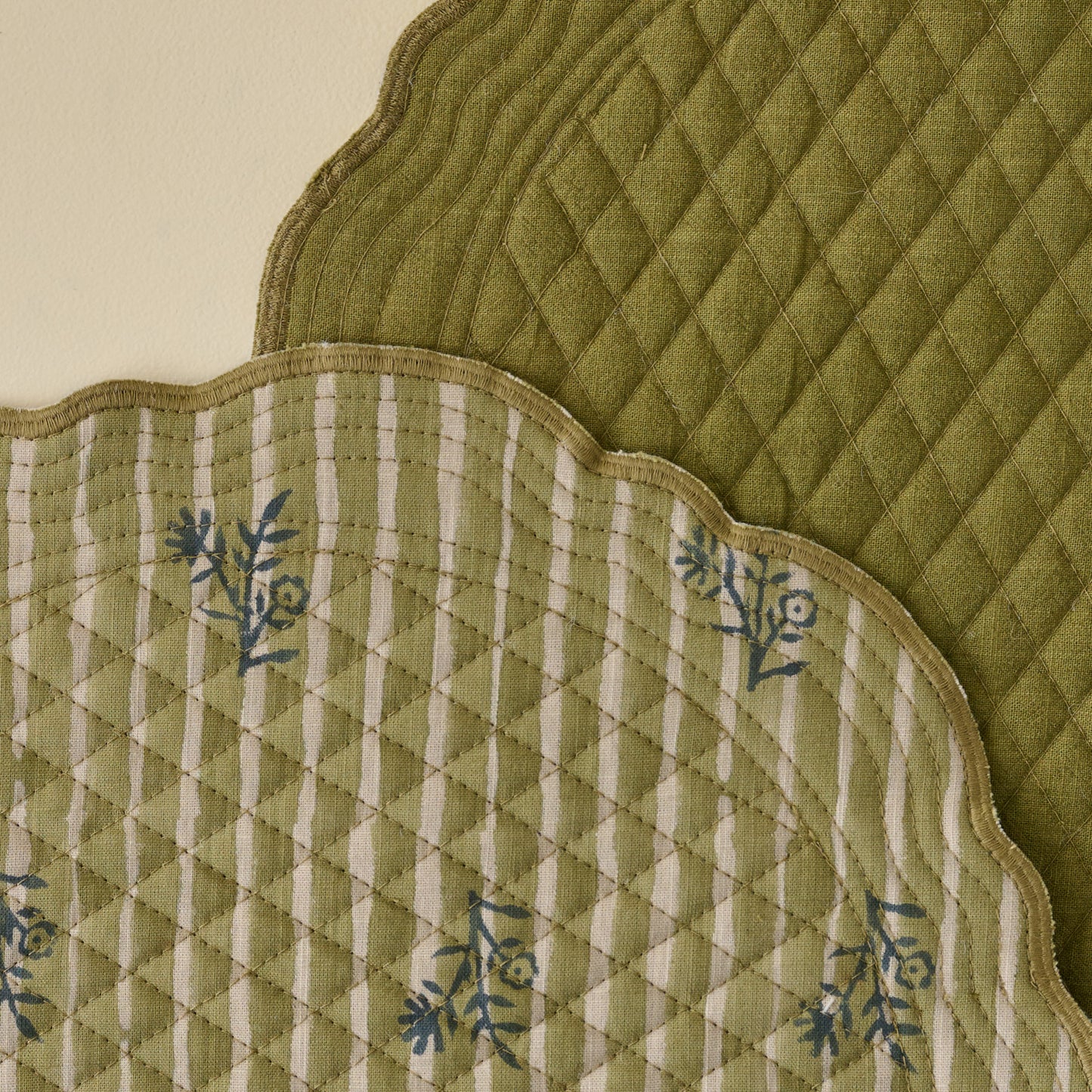 Lola Stripe Floral Reversible Placemat close up view