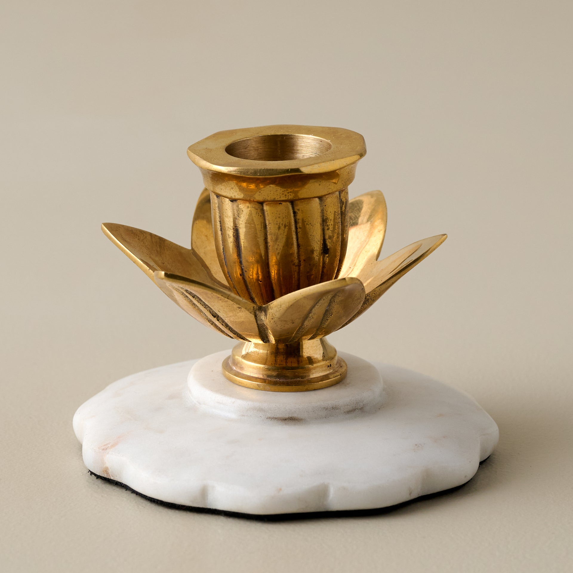 Marble and Brass Tulip Candleholder