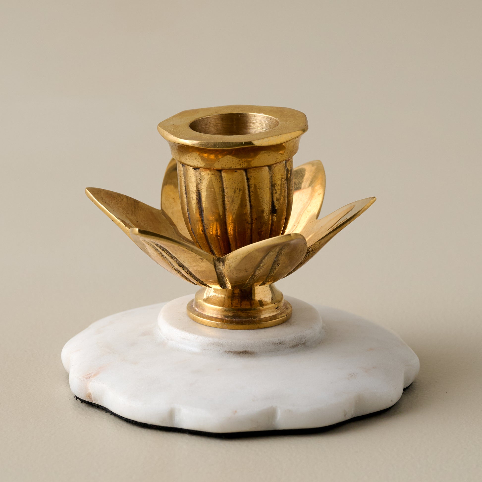Marble and Brass Tulip Candleholder