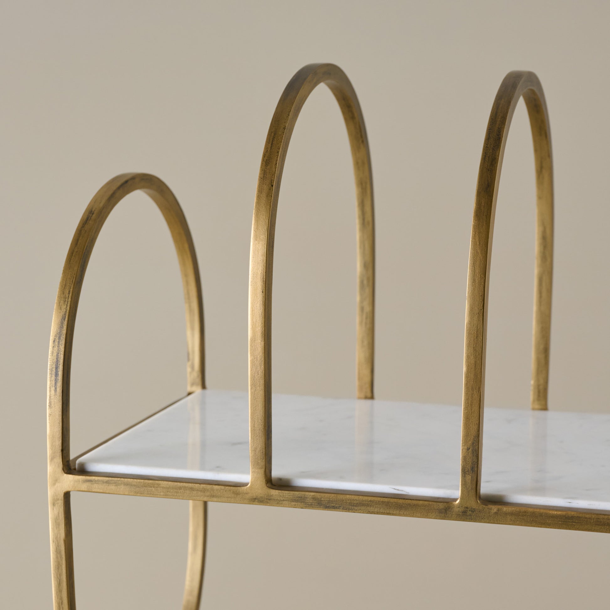 Juliet Marble and Brass Media Stand close up view