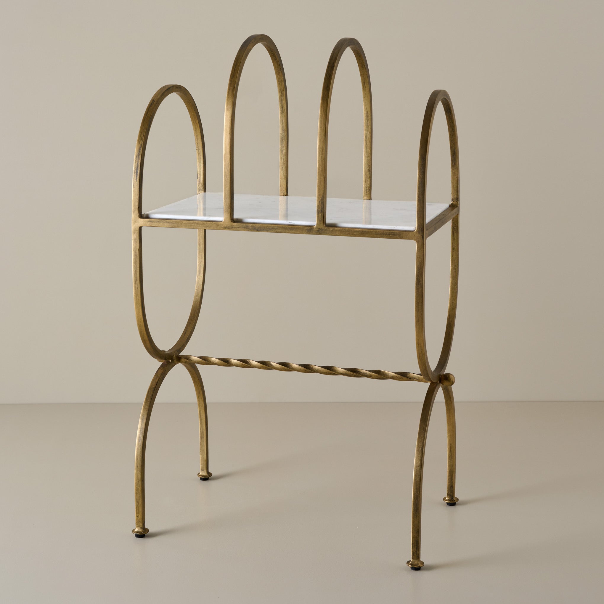 Juliet Marble and Brass Media Stand – Magnolia