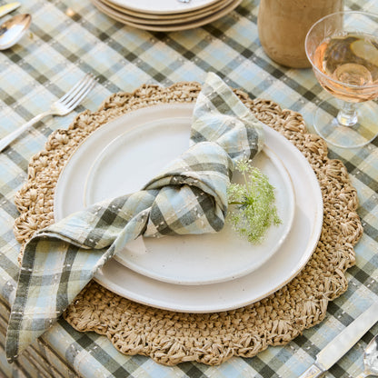 Olive Stone Napkin presented on tablescape