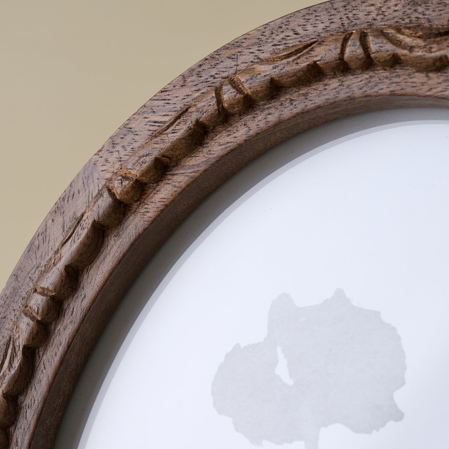 Caroline Carved Wood Oval Photo Frame close up view of etched wood detail