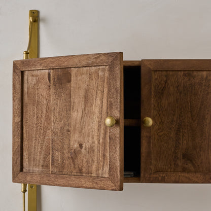 Parker Brass and Wood Cabinet close up with door slightly opened