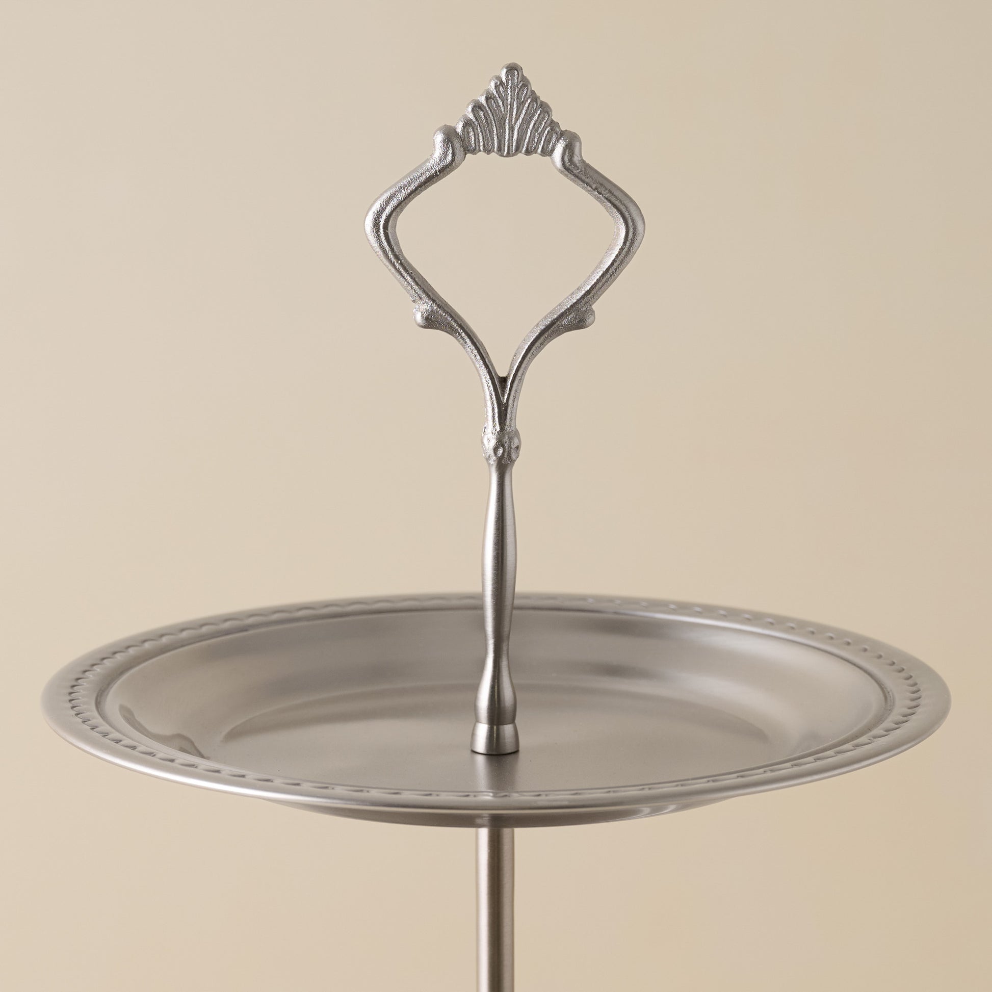 Pewter Tiered Serving Stand close up view