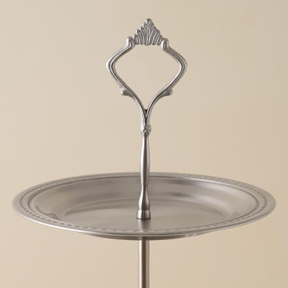 Pewter Tiered Serving Stand close up view