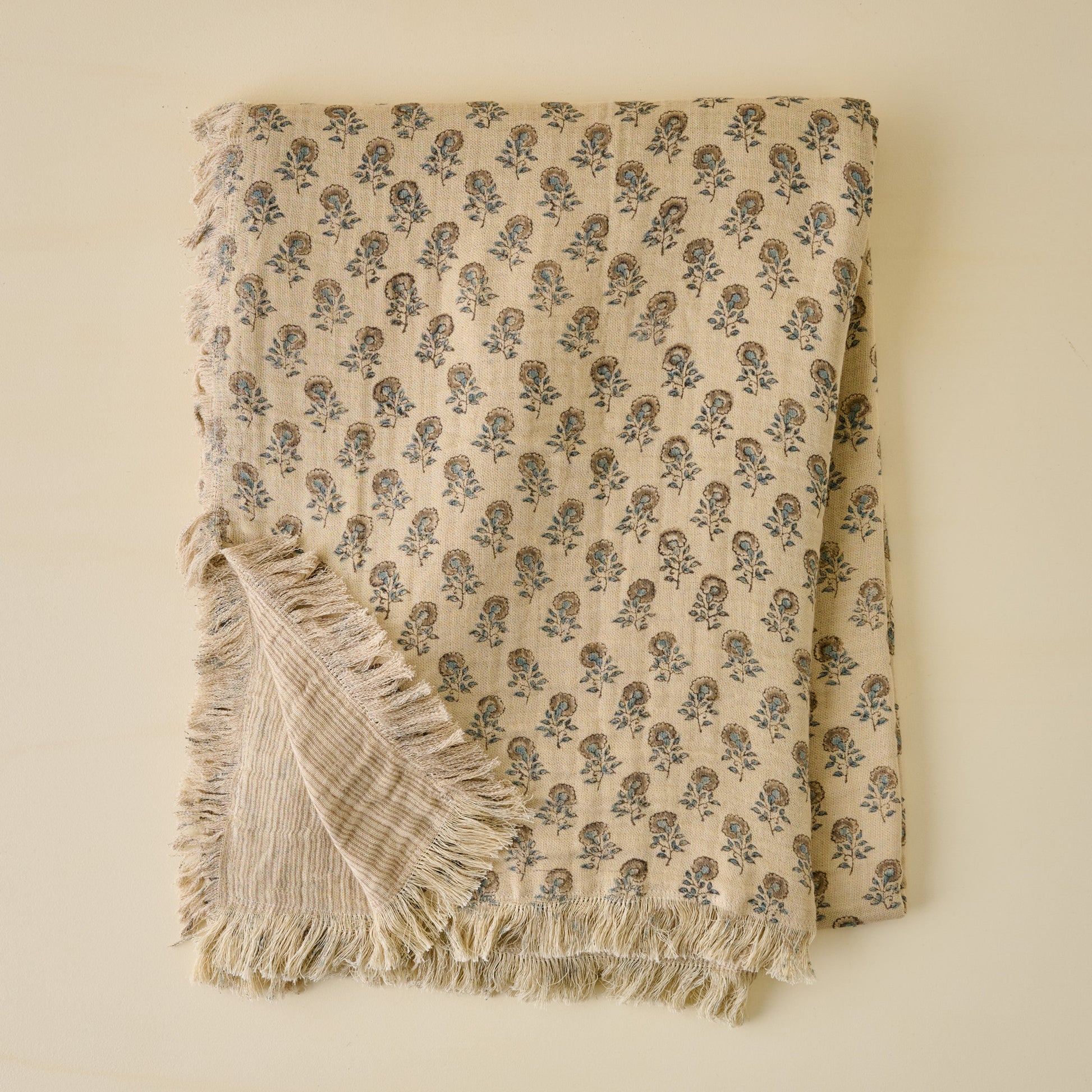 Floral Block Print Reversible Throw