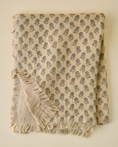 Floral Block Print Reversible Throw