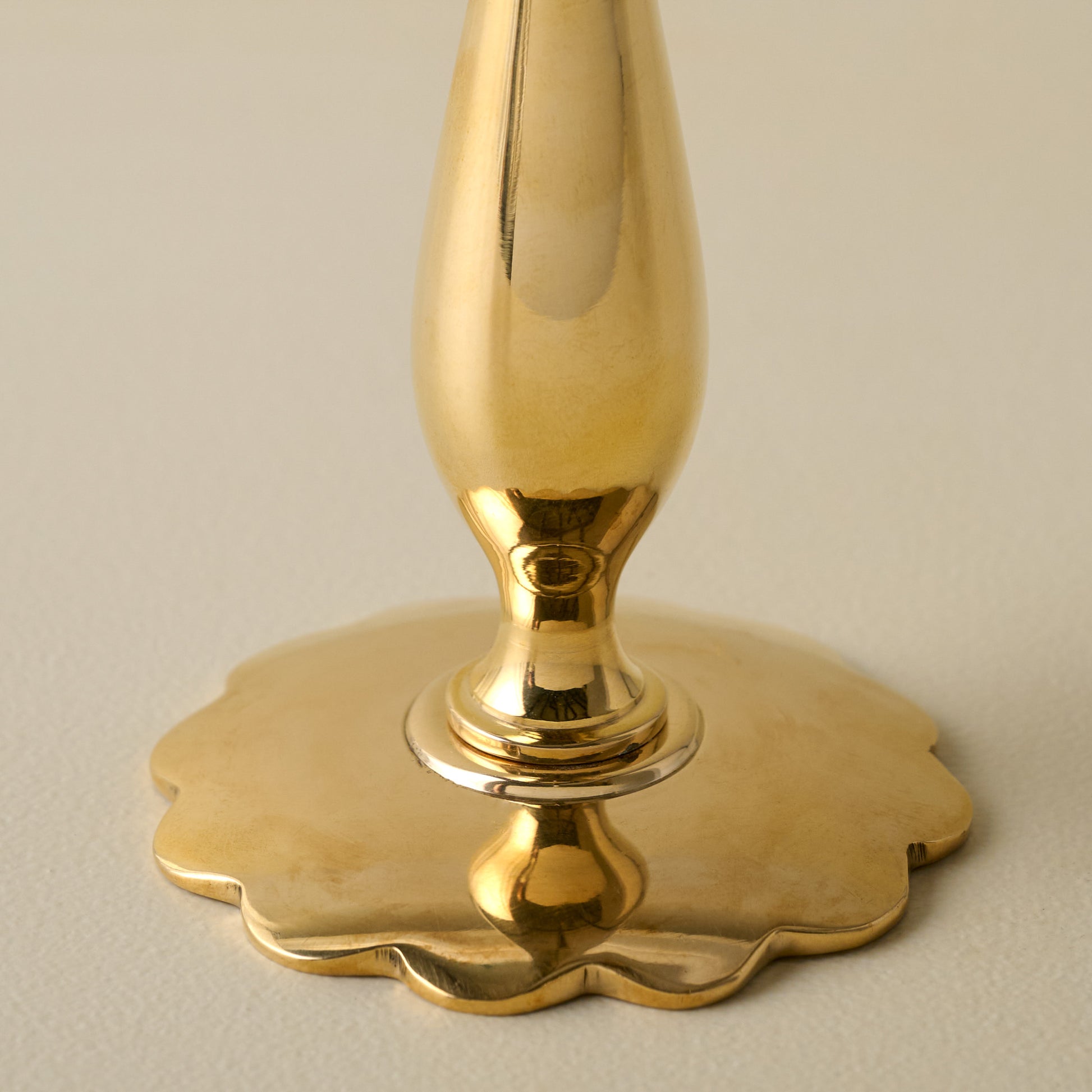 Eden Solid Brass Tulip Taper Holder close up of tulip trim detail