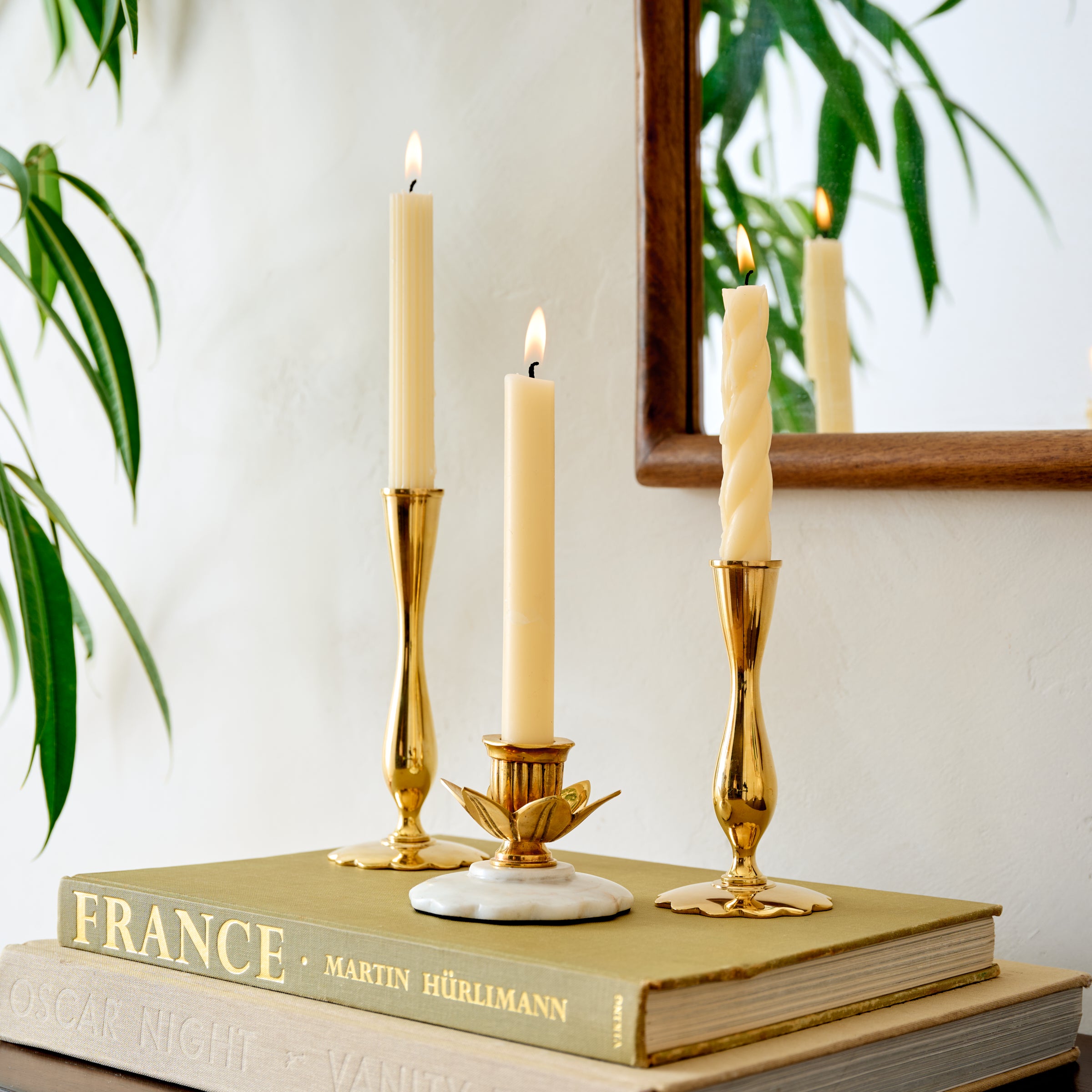 Marble and Brass Tulip Candleholder - Thumbnail 3