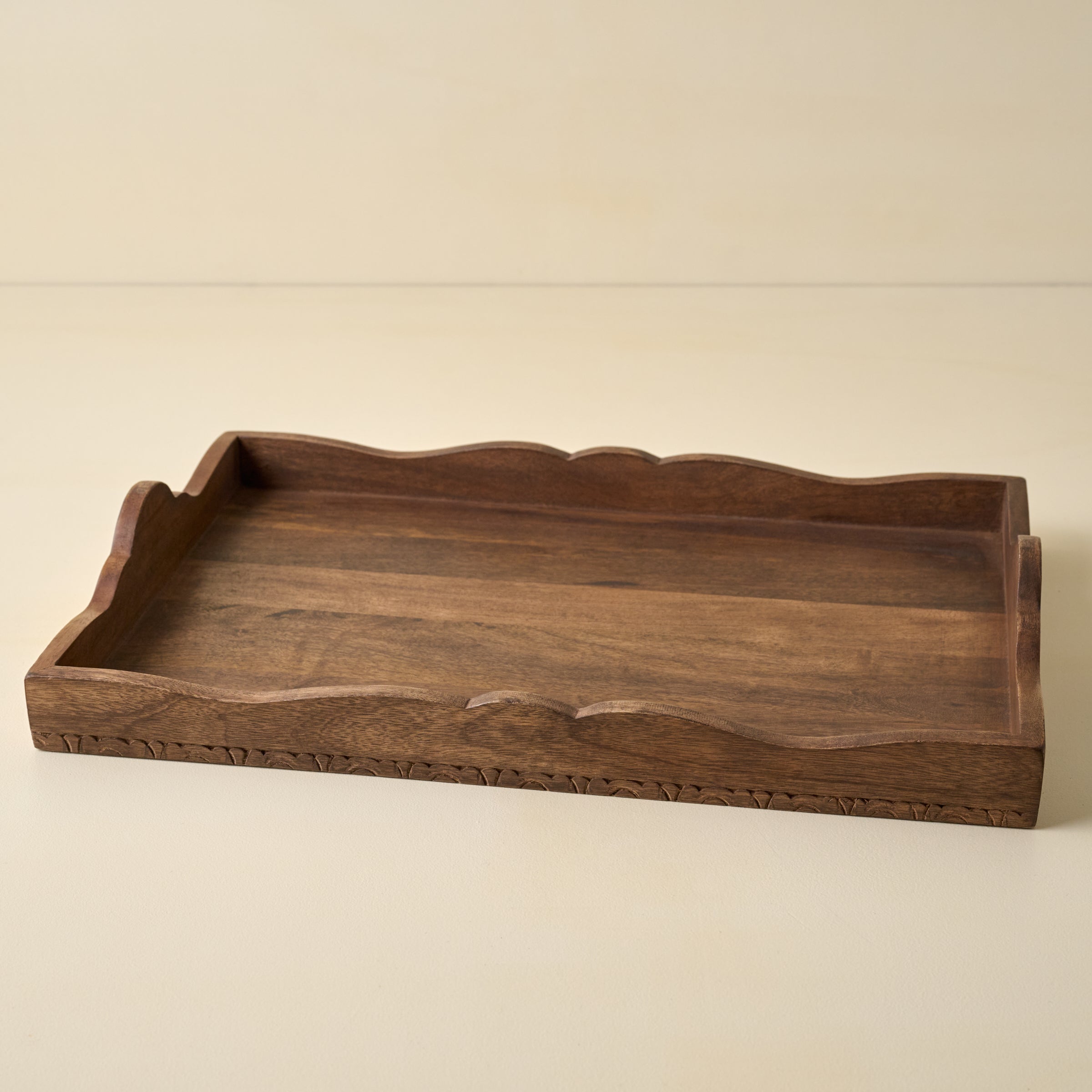 Caroline Carved Wood Scalloped Tray