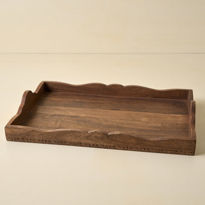 Caroline Carved Wood Scalloped Tray