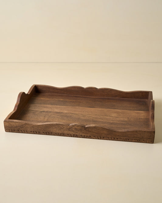 Caroline Carved Wood Scalloped Tray