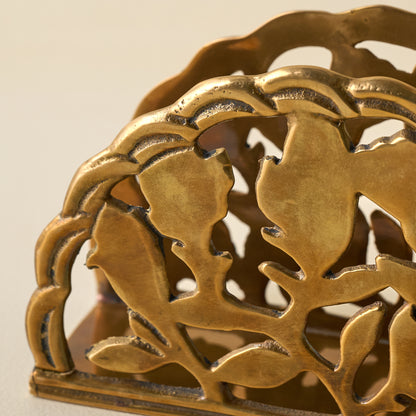 Shadow Floral Napkin Holder close up of brass detail