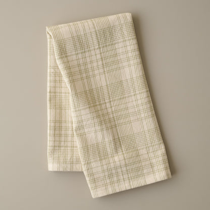 Magnolia Fern Green Windowpane Tea Towel