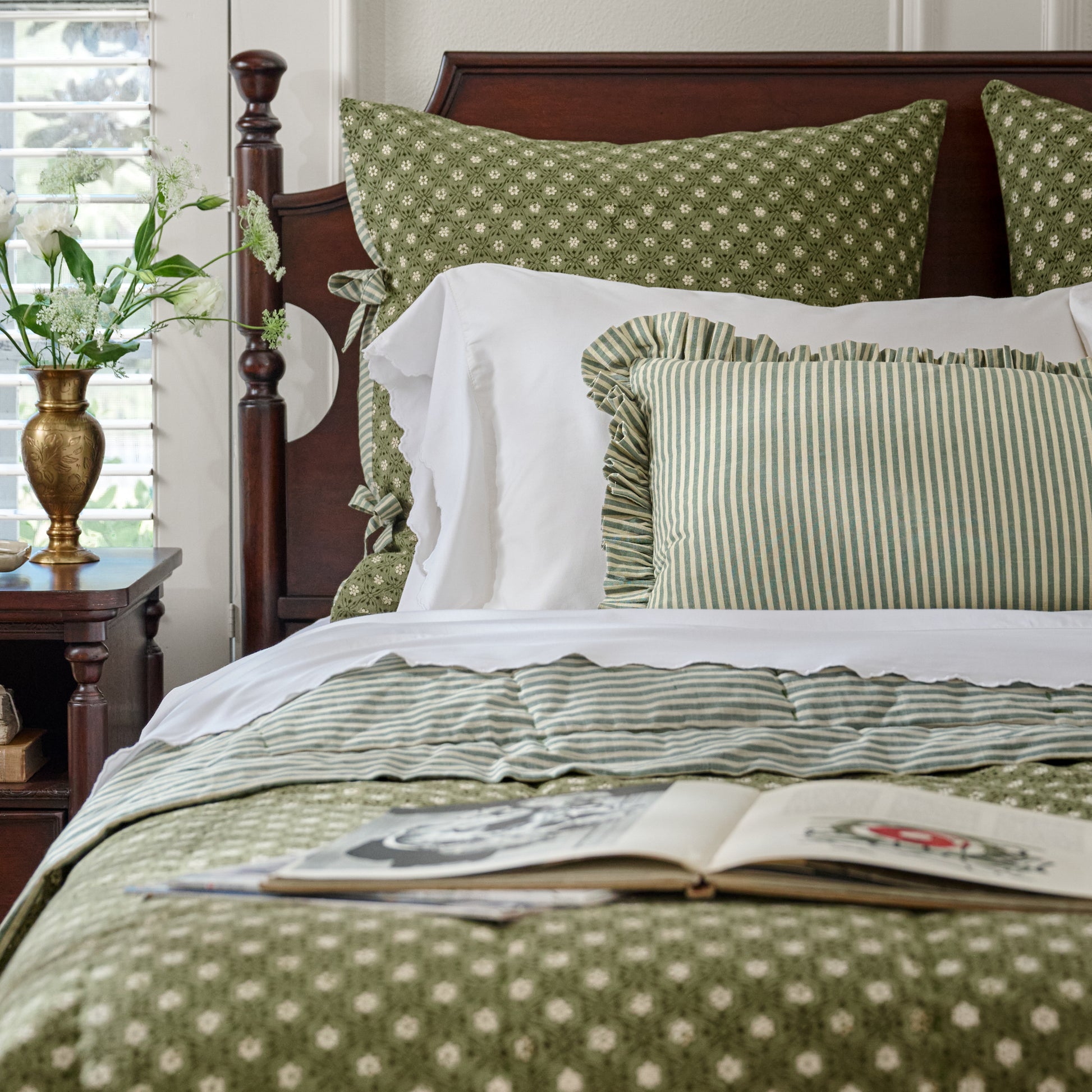 Thea Printed Sham on bed 