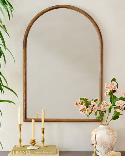 Archer Wood Framed Vanity Mirror over a table 