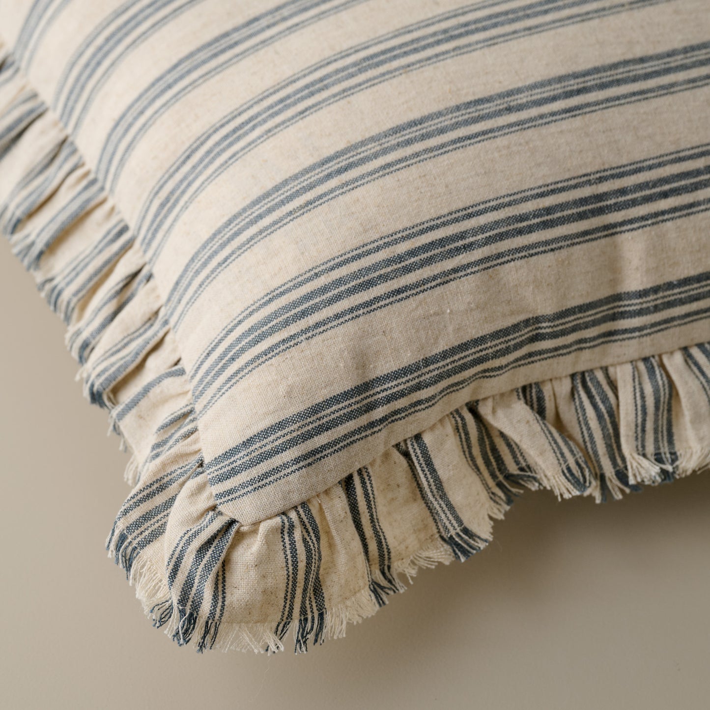 Matilda Stripe Pillow close up of ruffle trim