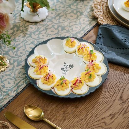Luna Deviled Egg Tray with deviled eggs on table