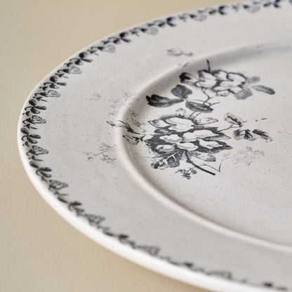 Heirloom Garden Navy Floral Plate close up of floral motif design