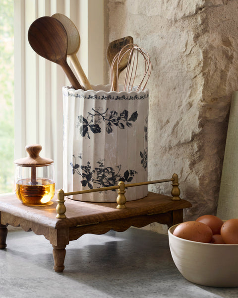 Heirloom Garden Scalloped Utensil Crock