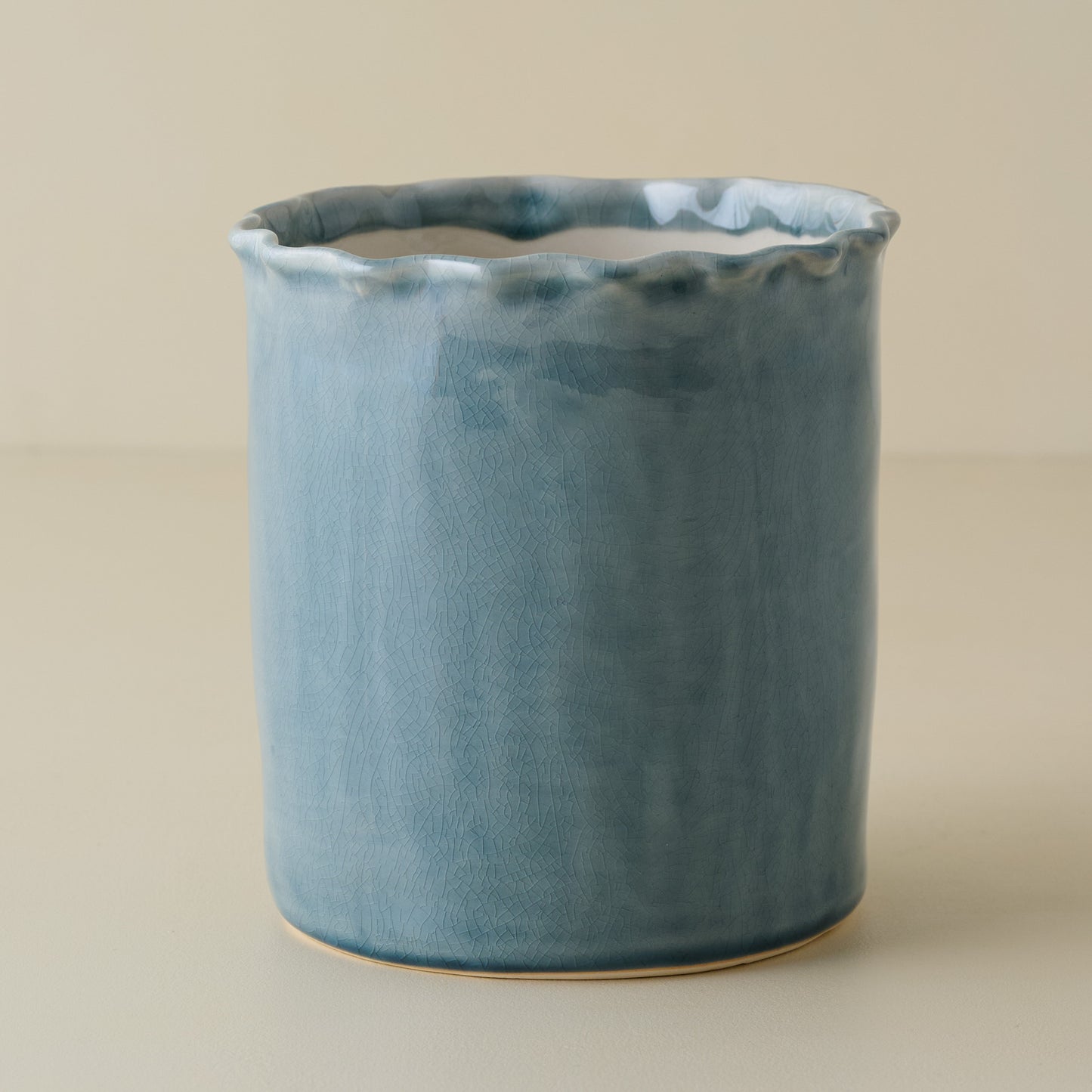 Blue Scalloped Utensil Crock
