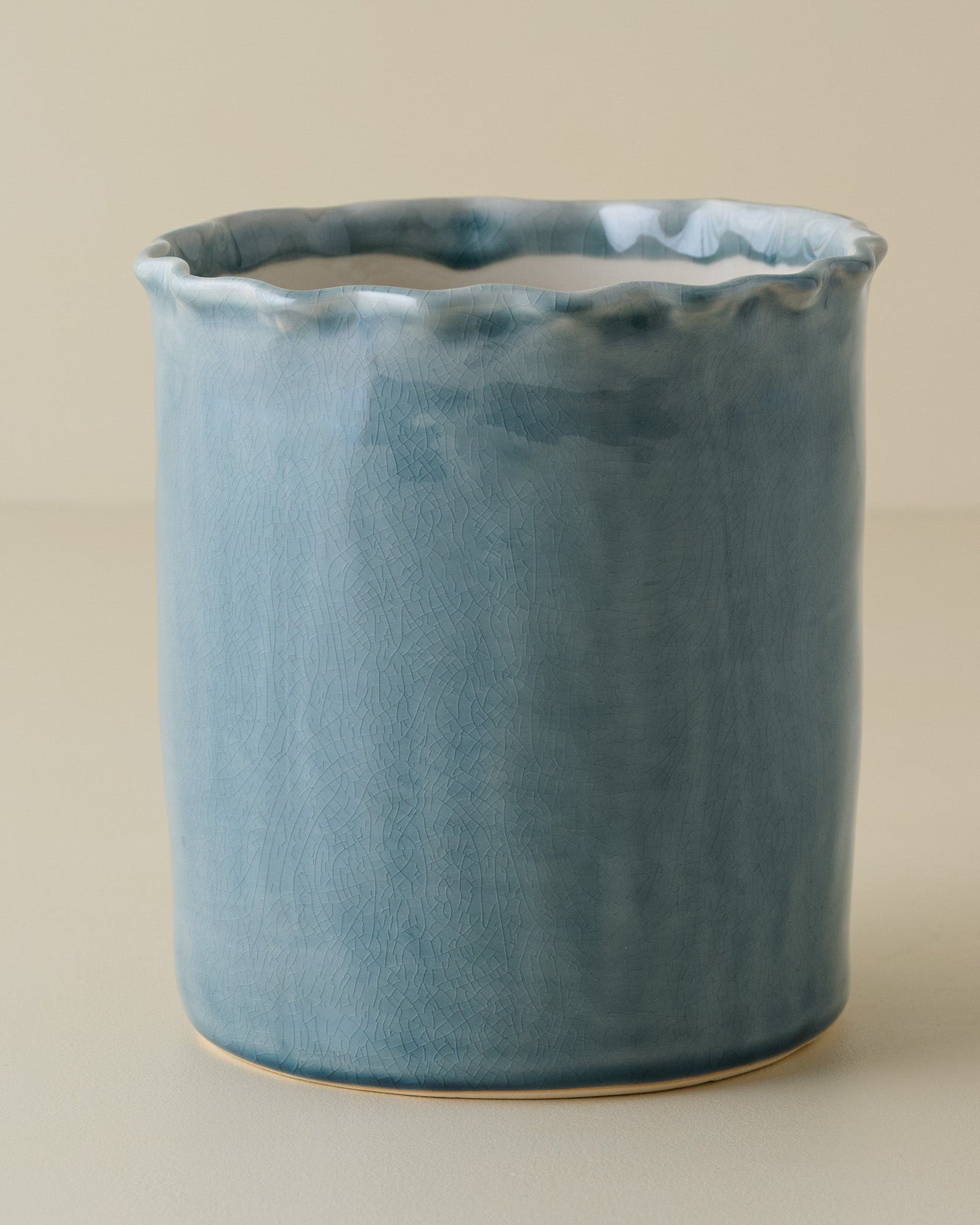 Blue Scalloped Utensil Crock