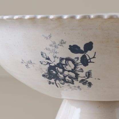Heirloom Garden Floral Pedestal Serving Bowl close up 