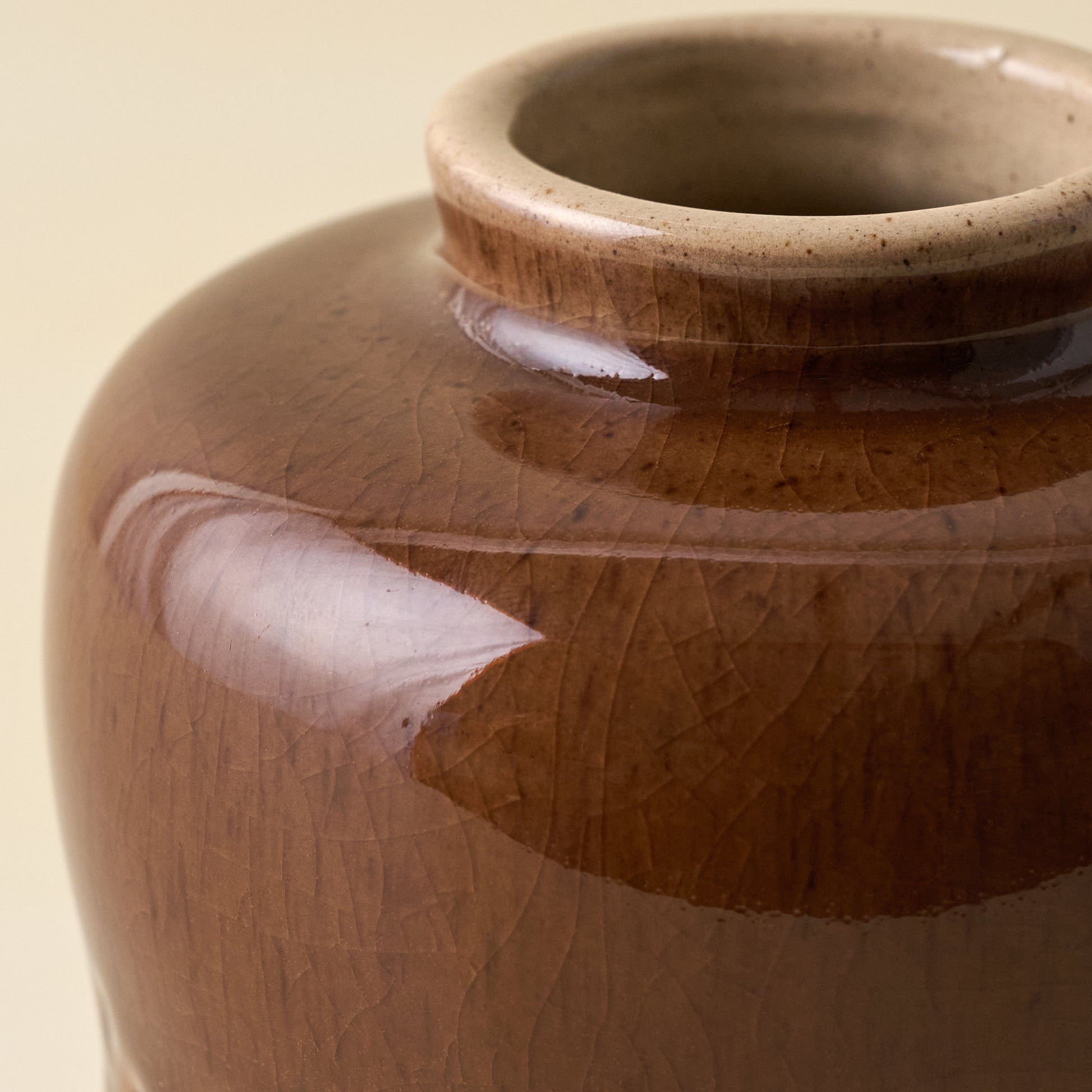 Brown Floral Glazed Debossed Bud Vase (medium) close up view