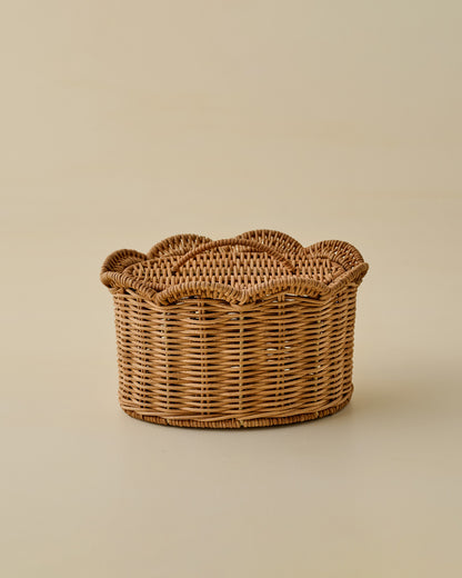 Small Lauren Scalloped Woven Canister