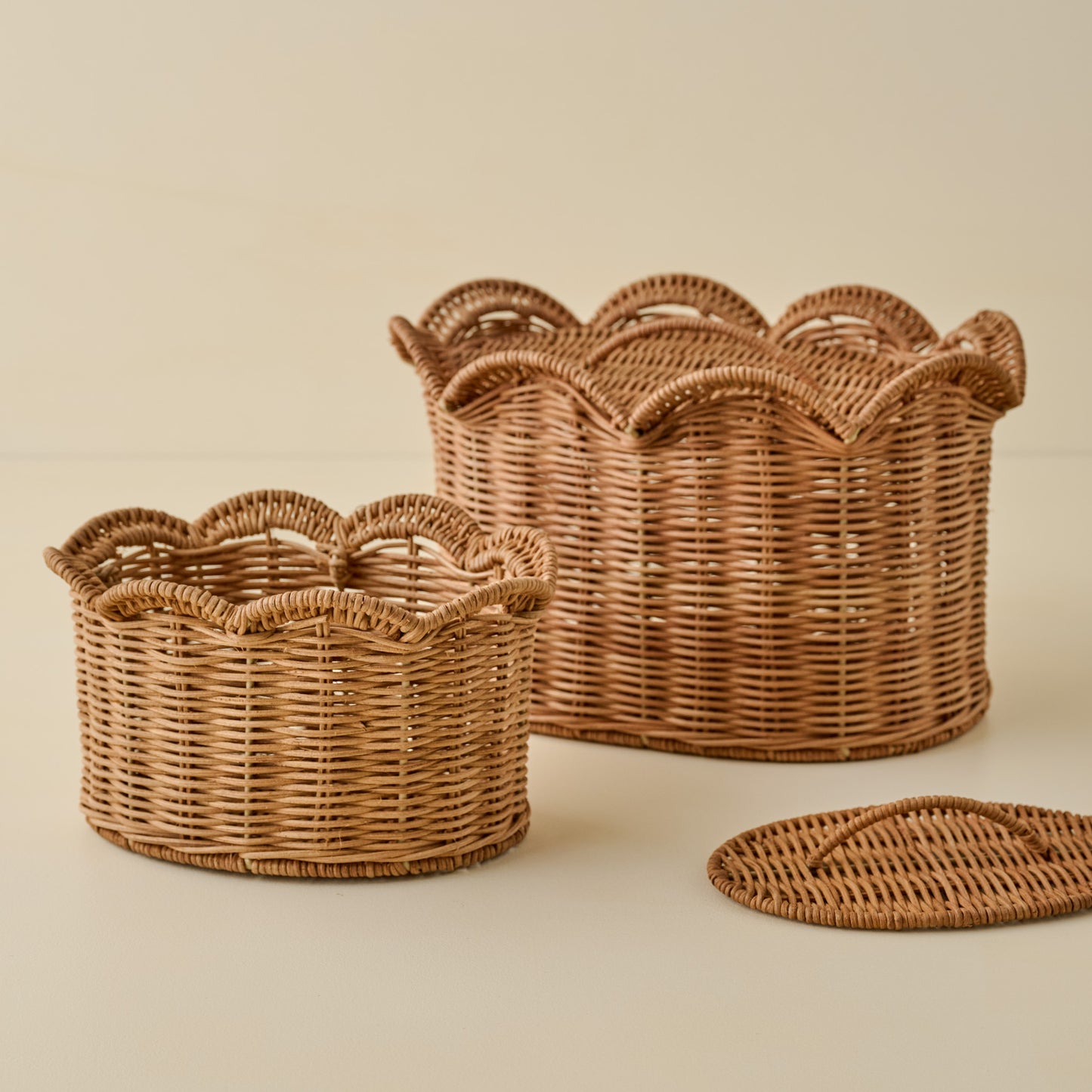 Lauren Scalloped Woven Canister (small and large)