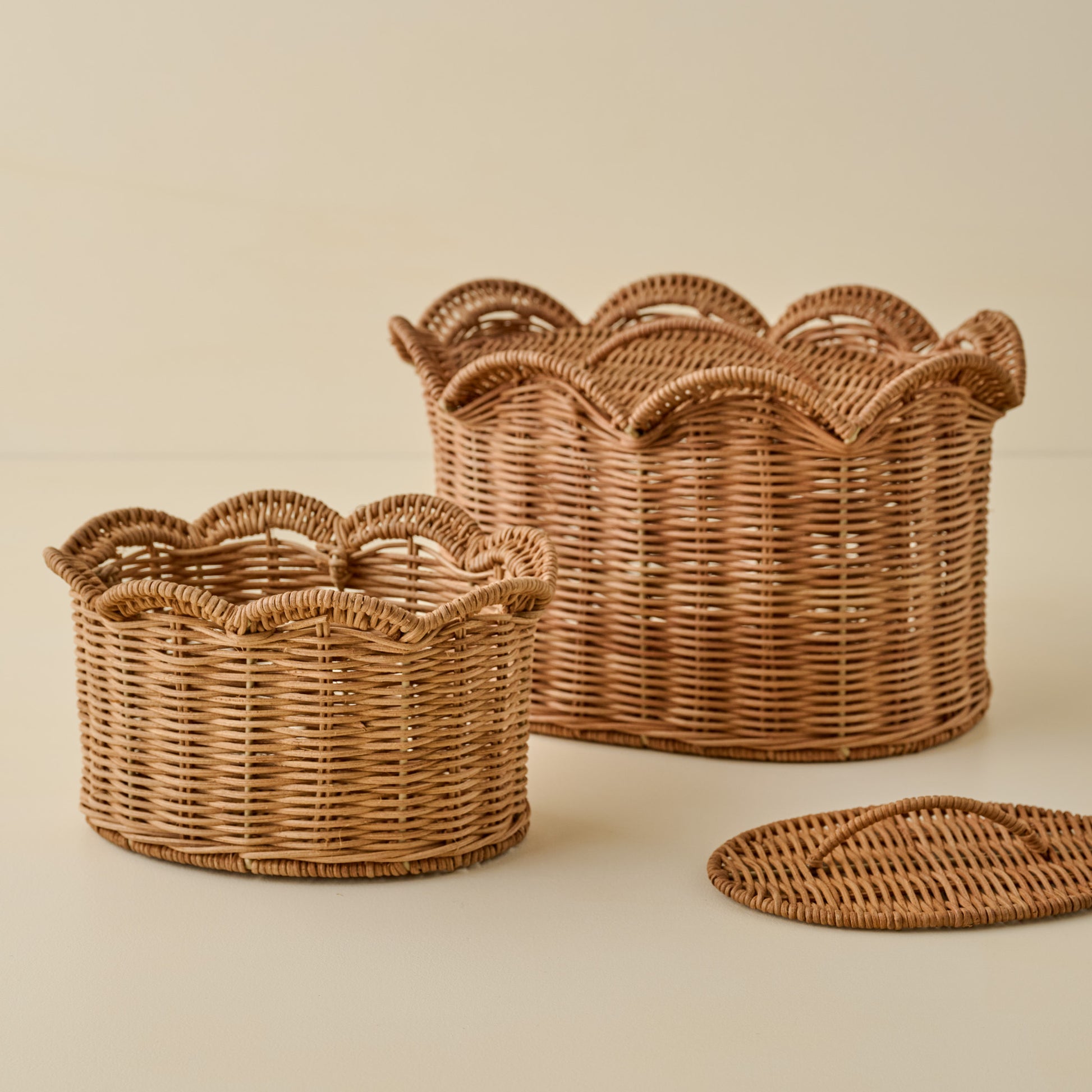 Lauren Scalloped Woven Canister (small and large)