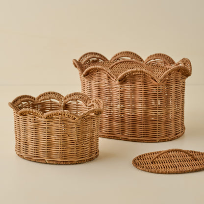 Lauren Scalloped Woven Canister (small and large)