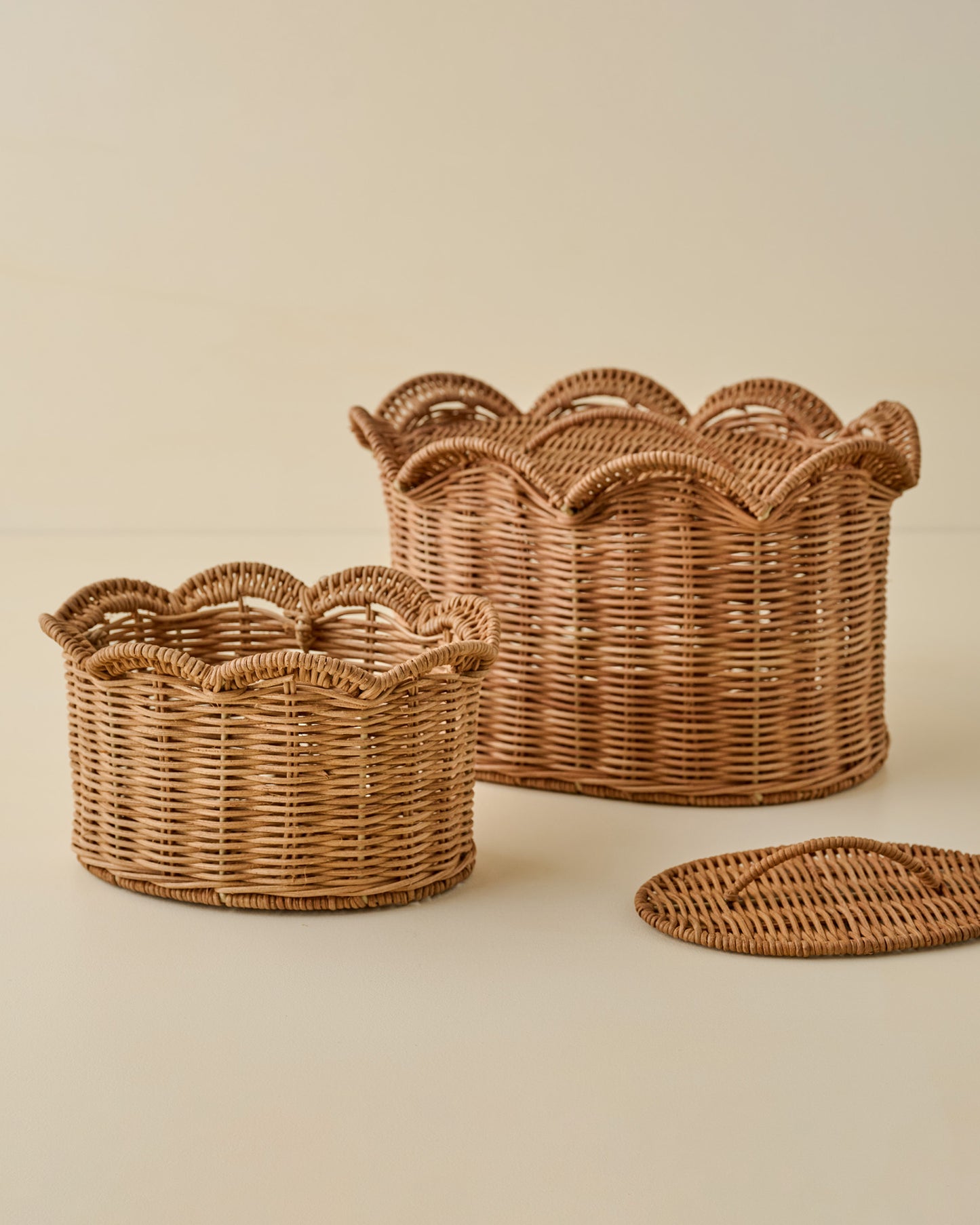 Lauren Scalloped Woven Canister (small and large)