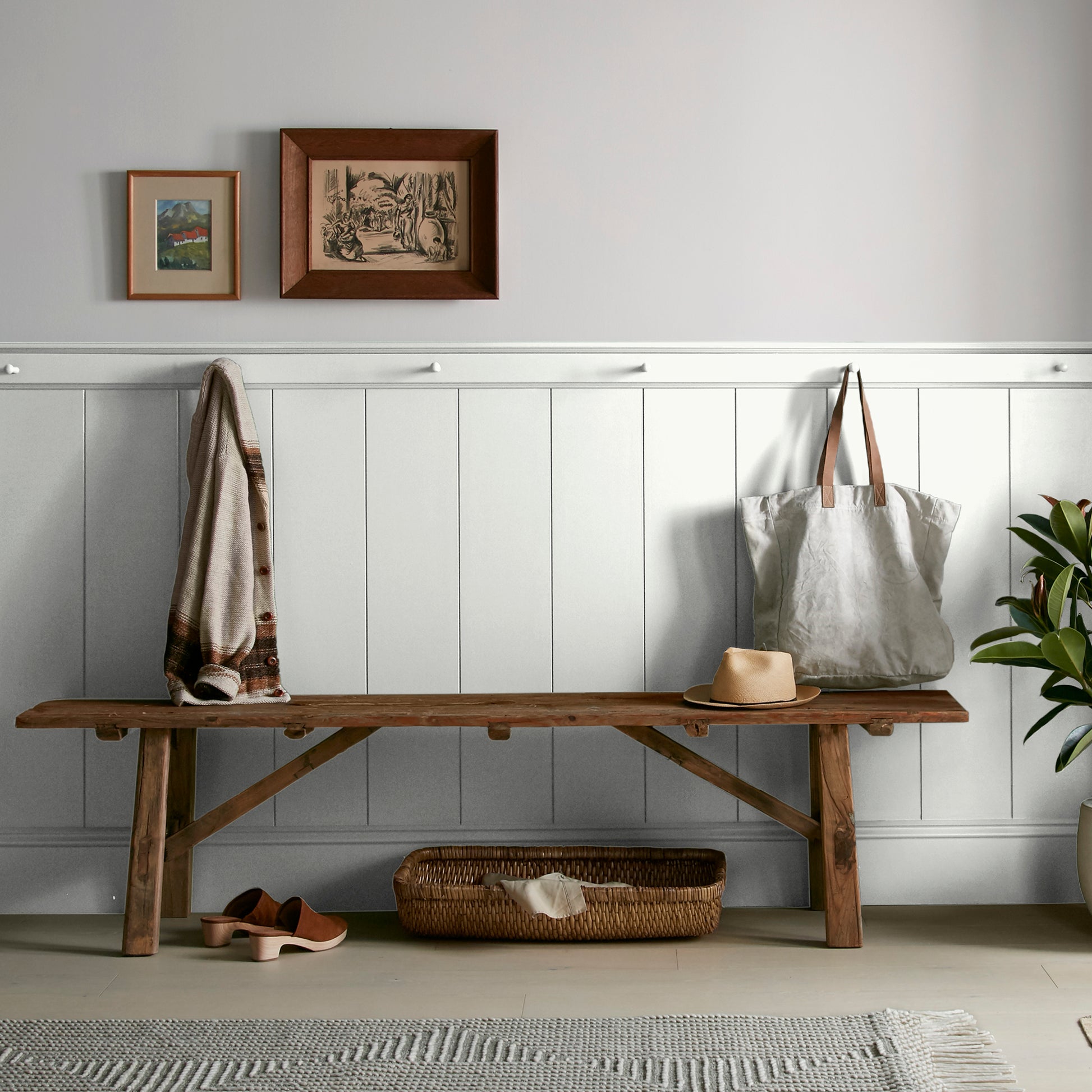 pure white interior paint named true white shown painted on entryway wall