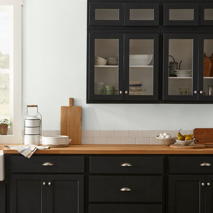 pure white interior paint named true white shown painted on kitchen wall