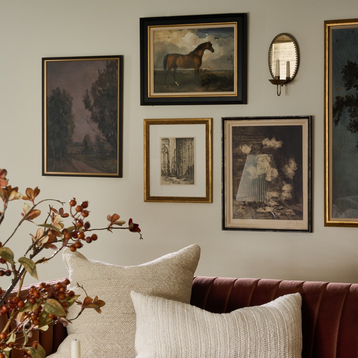 Vintage Study of Roses on a gallery wall