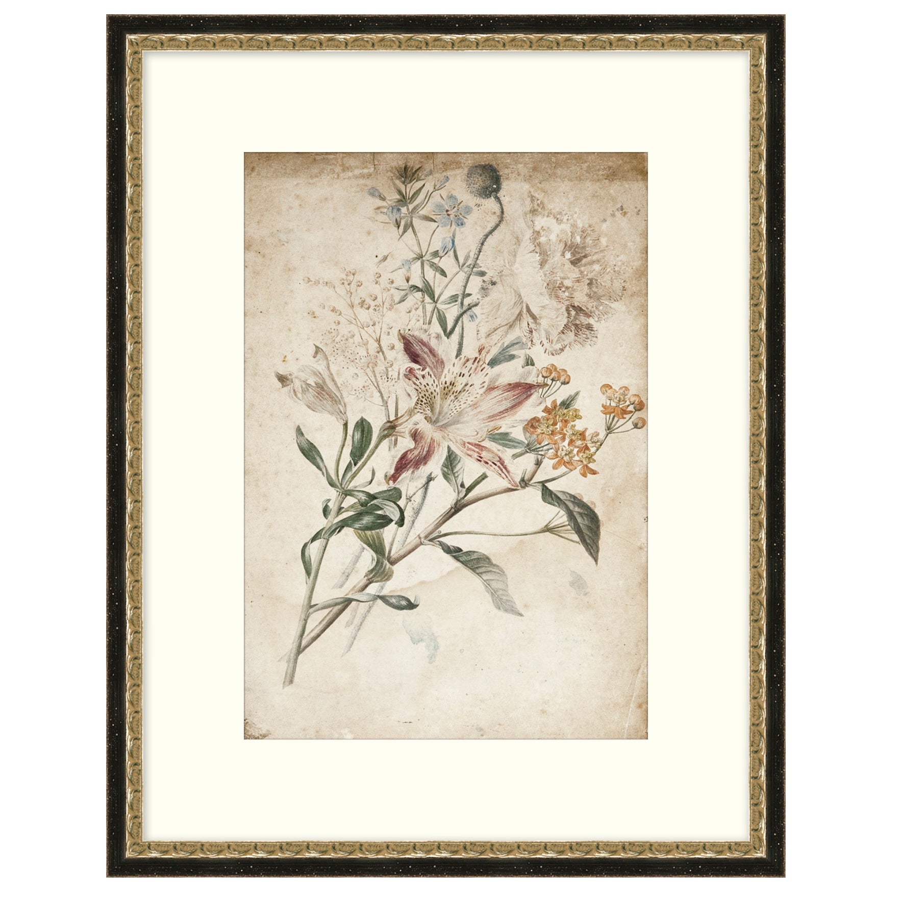Framed wall art called Vintage Floral Bouquet