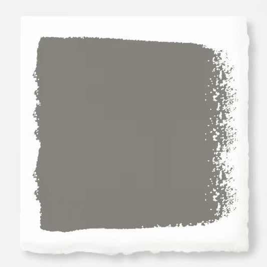 Earth toned gray accented with olive green and cocoa paint named garden trowel