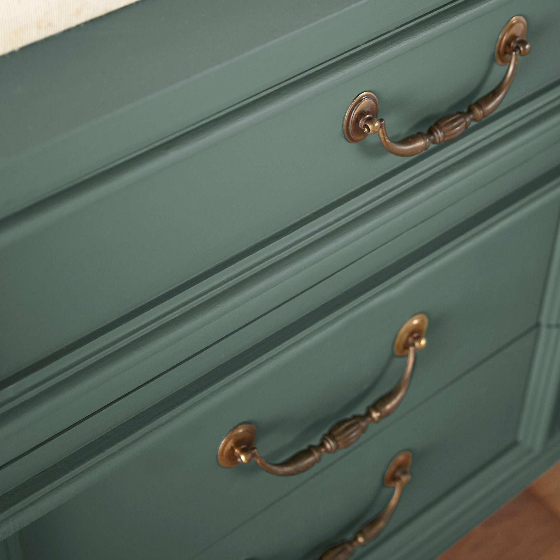 Deep hunter green comparable to pine tree leaves door and cabinet paint named regal leaf shown painted on cabinet
