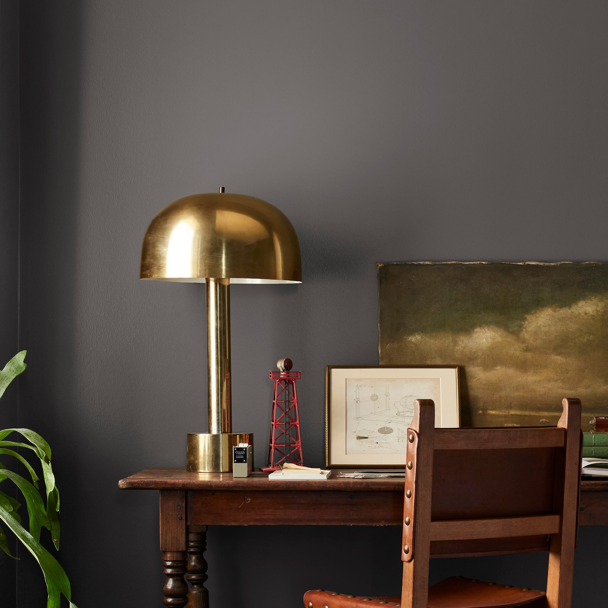Dark chocolate brown interior paint named moments shown painted on bedroom wall