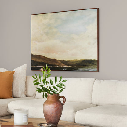 Soft tan with notes of gray interior paint named anatolian shown painted on living room wall