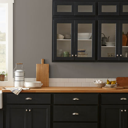 Rich earthy brown paint named Rocking Horse shown painted on kitchen wall